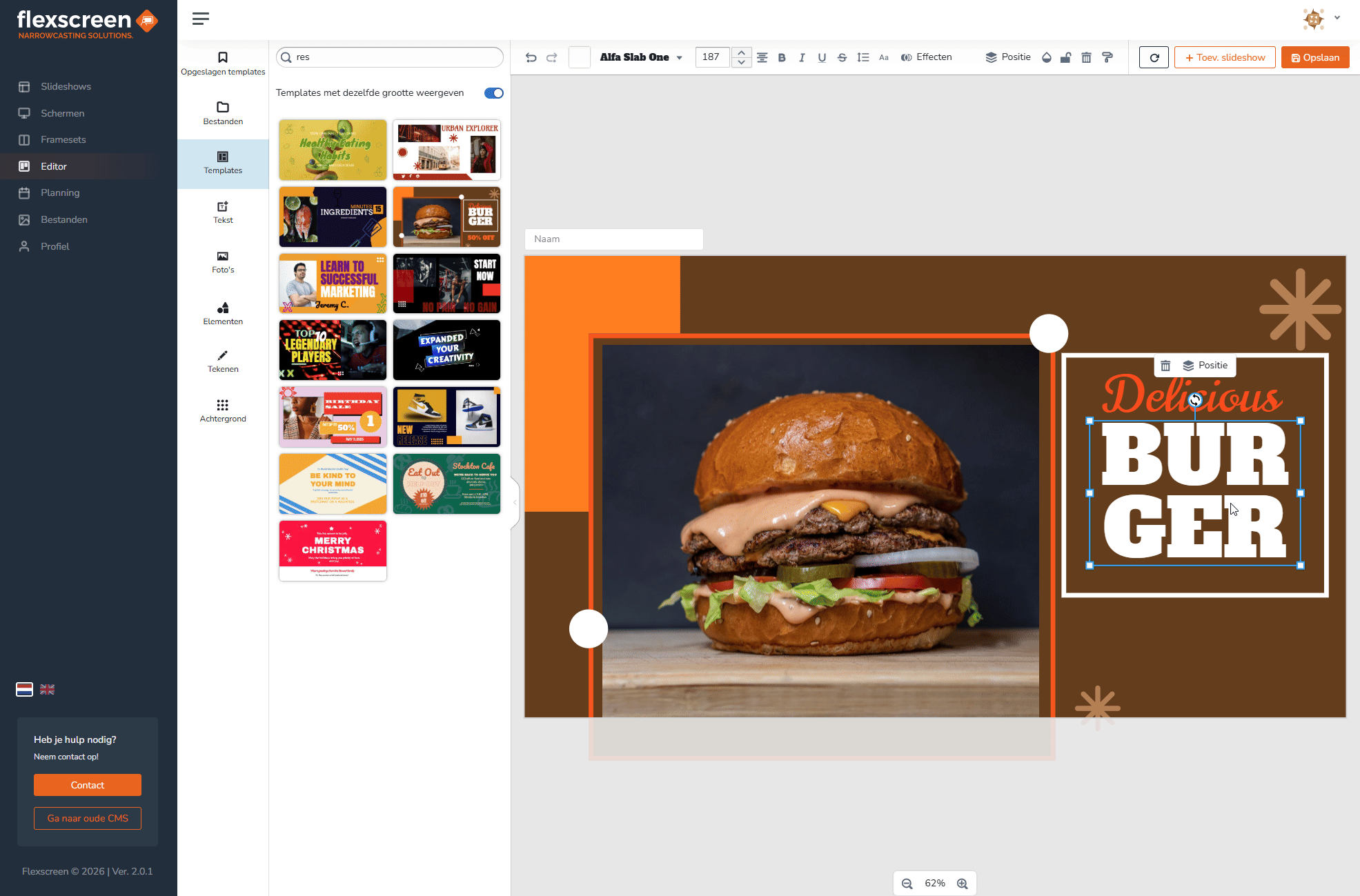Flexscreen editor